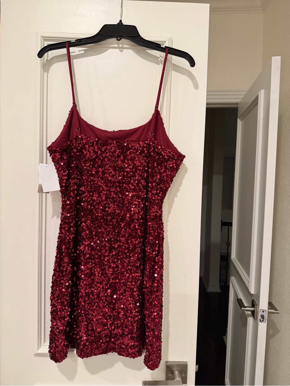BP Red Sequin Spaghetti Strap Mini Dress